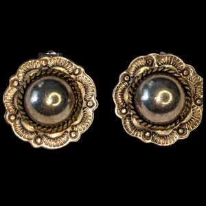 Genuine Sterling Silver Clip On Earrings Vintage and Unique Taxco TC 319
